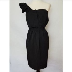 Ann Taylor Loft Cocktail Dress Black One Shoulder